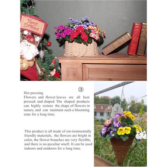 12 Bundles Artificial Flowers UV Resistant Artificial Pansies Faux Plastic - Picture 3 of 7